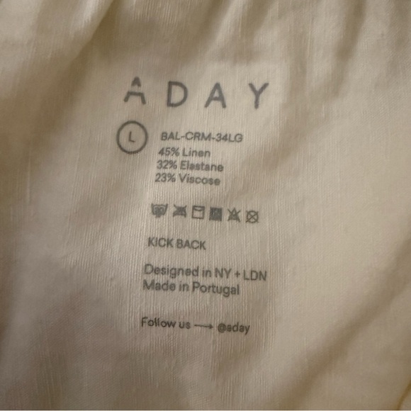 NWOT Aday Kick Back Pants Cream Stretch Linen Business Casual Women’s Size Large - Picture 13 of 13